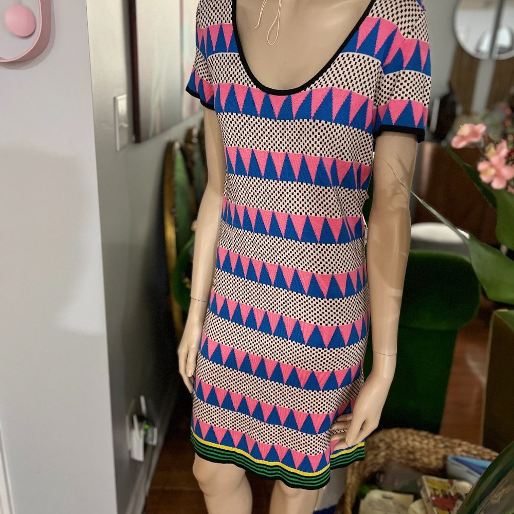 Asos Geometric Print Sweater Dress Sz US 10 Medium NWT